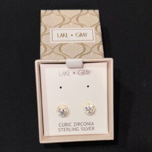 Small Round Sterling Silver Stud Earrings with Simple Design